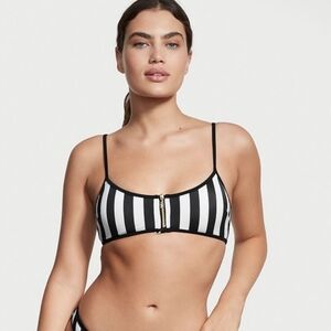 Victoria's Secret Black and White Striped Bikini Top